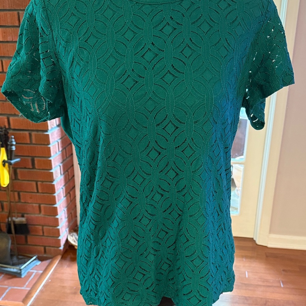 Market & Spruce Teal Lace Women Top